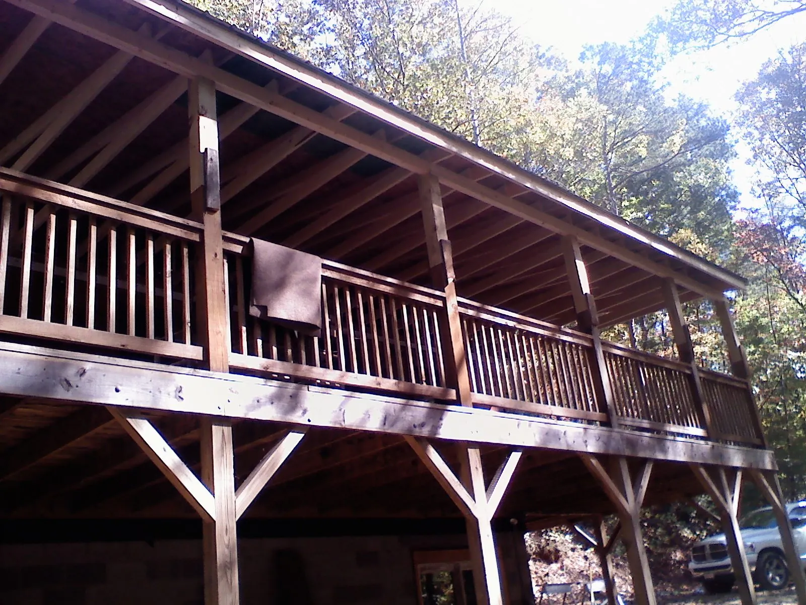 Timber framing under a new elevated porch and deck — Roof Leak Repair in Hartleton by Roofing Brothers